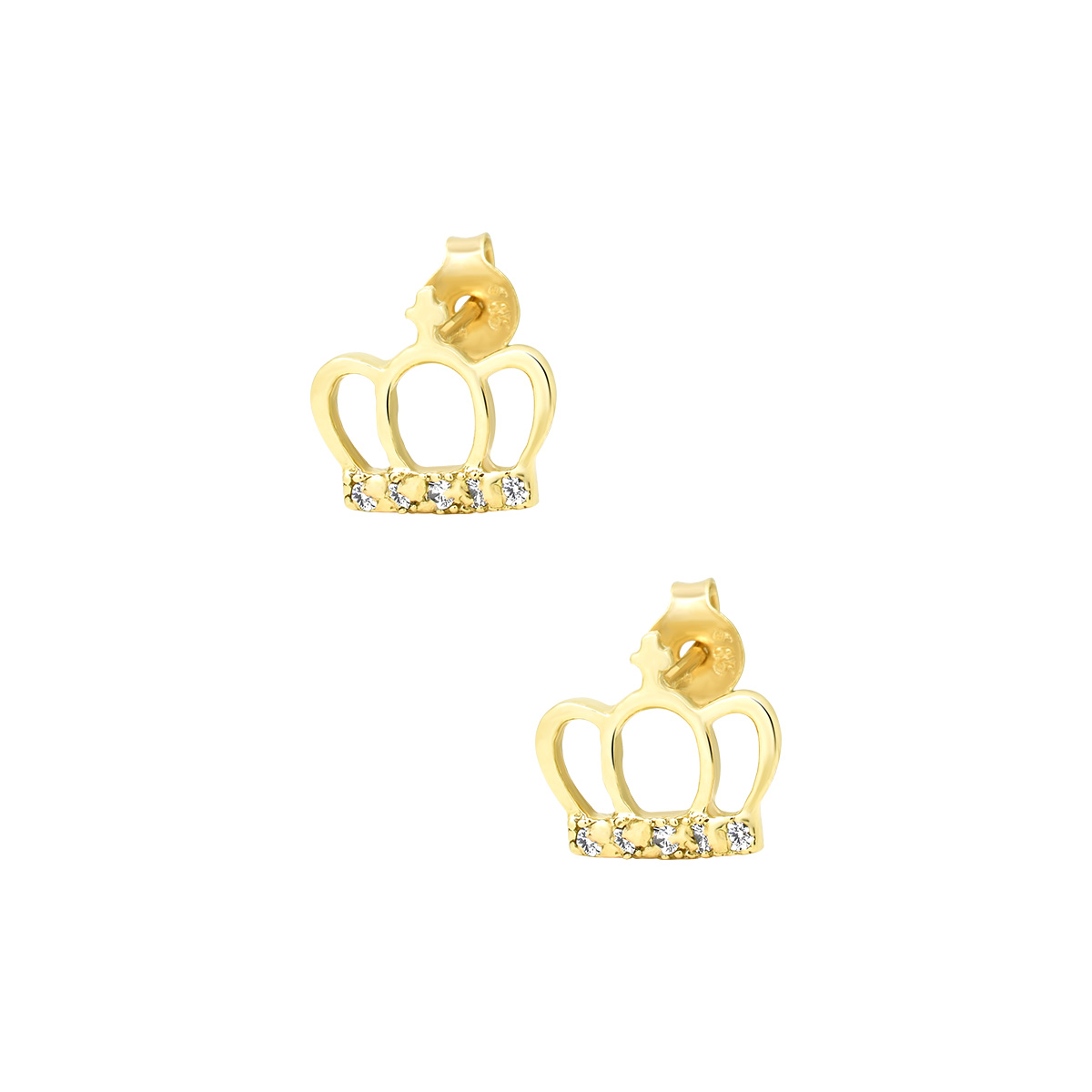 Χρυσά σκουλαρίκια Στέμμα Κ14 με πέτρες ζιργκόν